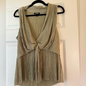Express Women's Beige Plisse Tank Blouse